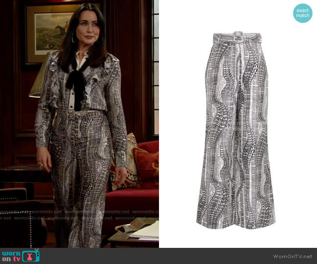 Zimmermann Botanica Flowing Text Trouser worn by Quinn Fuller (Rena Sofer) on The Bold and the Beautiful