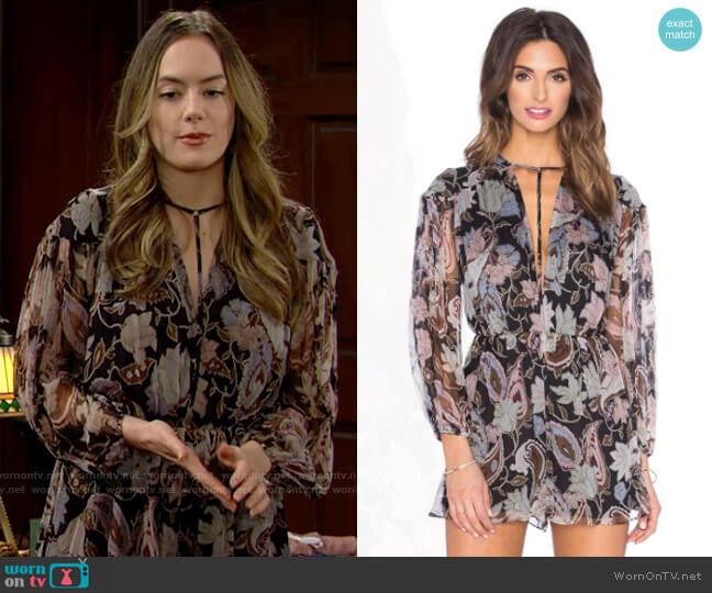 Zimmermann Henna T-bar Playsuit worn by Hope Logan (Annika Noelle) on The Bold and the Beautiful