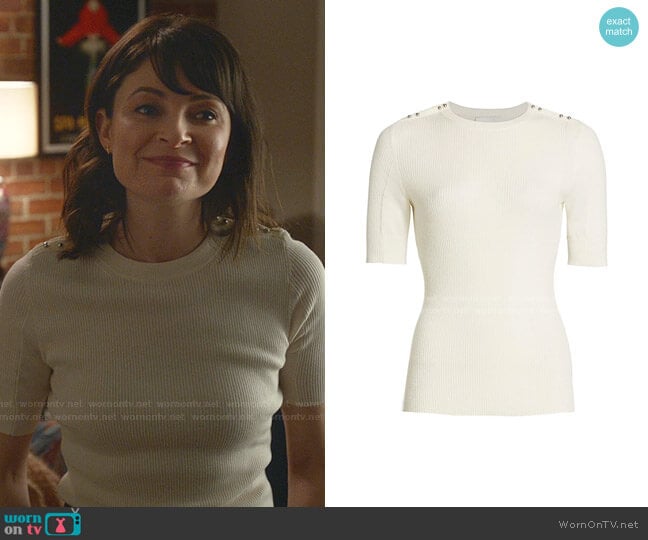 Buttoned Shoulder RIbbed Knit Top by 3.1 Phillip Lim worn by Taylor Rentzel (MacKenzie Meehan) on Bull