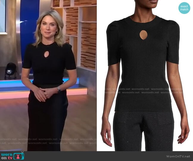 Puffed-Sleeve Sweater by  525 America worn by Amy Robach on Good Morning America