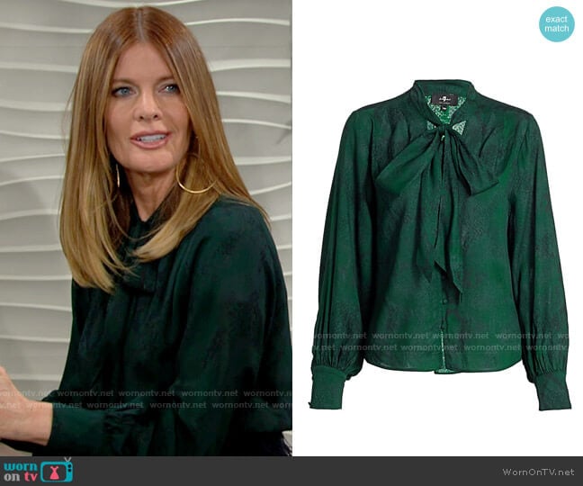 7 For All Mankind Tie-Neck Python Print Blouse worn by Phyllis Summers (Michelle Stafford) on The Young and the Restless