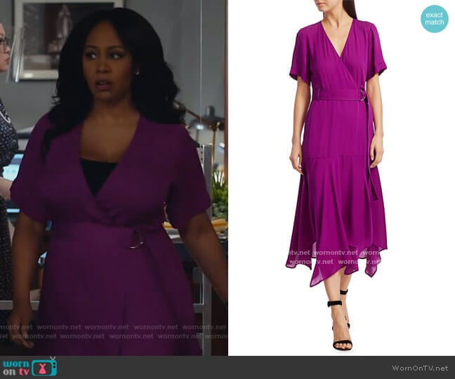 Claire Silk Wrap Dress by A.L.C. worn by Lola Carmichael (Simone Missick) on All Rise