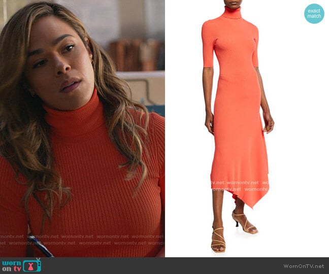 Erynna Turtleneck Handkerchief Midi Dress by A.L.C. worn by Emily Lopez (Jessica Camacho) on All Rise