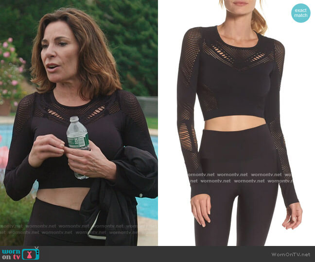 Siren Long Sleeve Crop Top by Alo worn by Luann de Lesseps on The Real Housewives of New York City