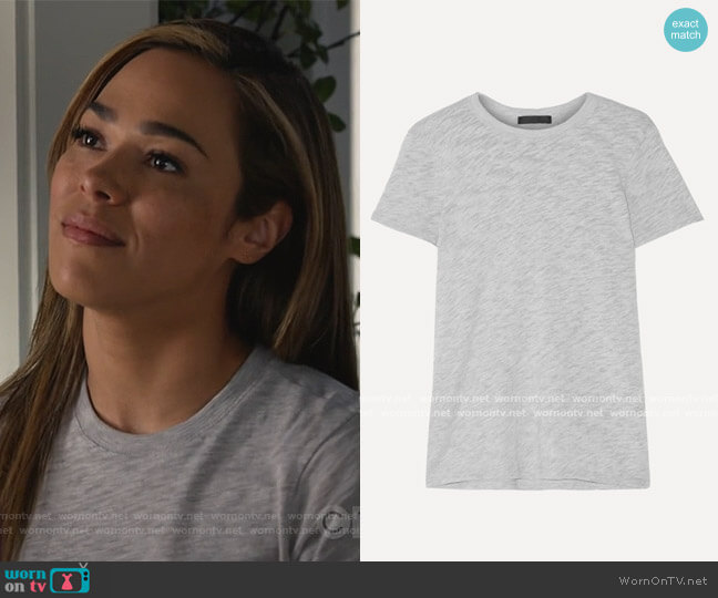 Schoolboy slub Supima cotton-blend jersey T-shirt by ATM Anthony Thomas Melillo worn by Emily Lopez (Jessica Camacho) on All Rise