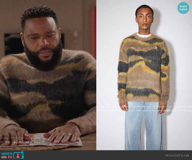 Mohair blend sweater multi beige by Acne Studios worn by Andre Johnson (Anthony Anderson) on Black-ish