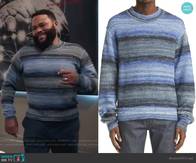 Stripe Cotton Blend Sweater by Acne Studios worn by Andre Johnson (Anthony Anderson) on Black-ish