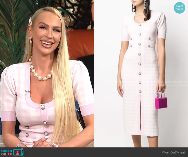 Gingham Check Print Dress by Alessandra Rich worn by Christine Quinn on E! News Daily Pop