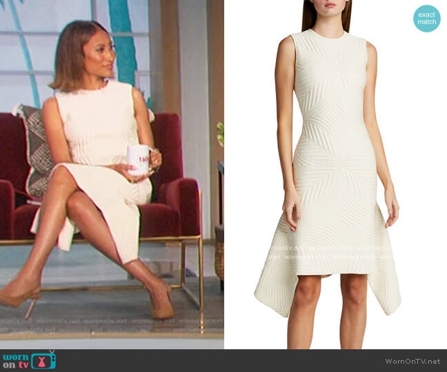 Textured Asymmetric Dress by Alexander McQueen worn by Elaine Welteroth on The Talk