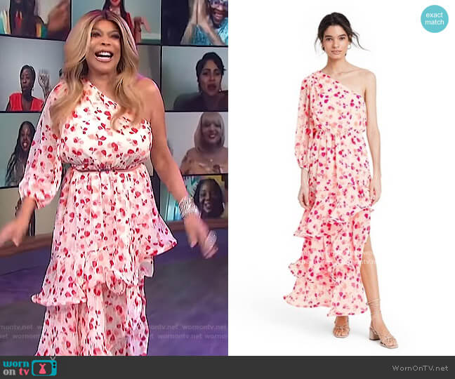 Floral One Shoulder Ruffle Dress by Alexis for Target worn by Wendy Williams on The Wendy Williams Show