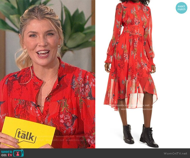 eonie Melisma Floral High/Low Long Sleeve Dress by All Saints worn by Amanda Kloots on The Talk