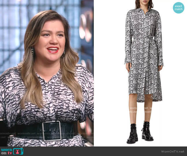 Anya Printed Shirtdress by All Saints worn by Kelly Clarkson on The Voice