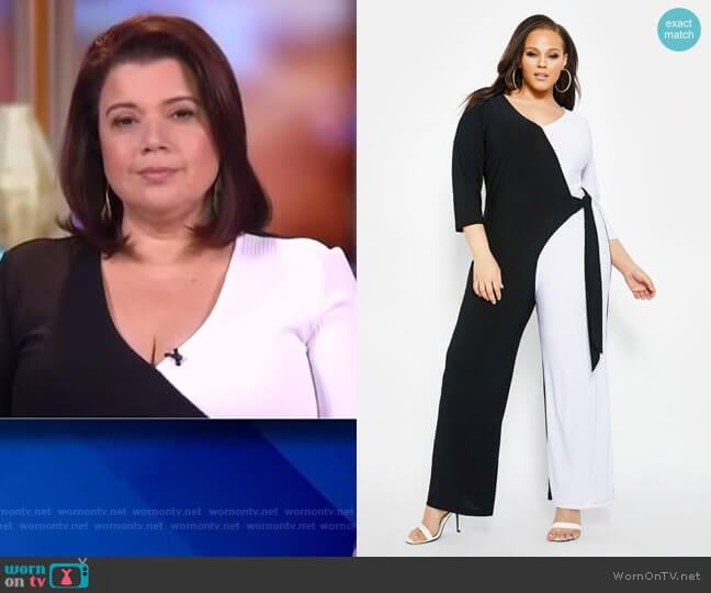 Colorblock Wrap Jumpsuit by Ashley Stewart worn by Ana Navarro on The View