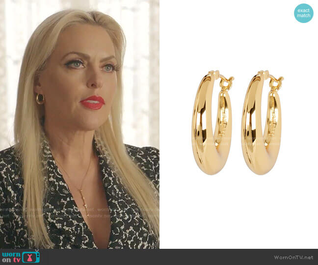 Gold Puffy Hoop Earrings Bonheur worn by Alexis Carrington (Elaine Hendrix) on Dynasty