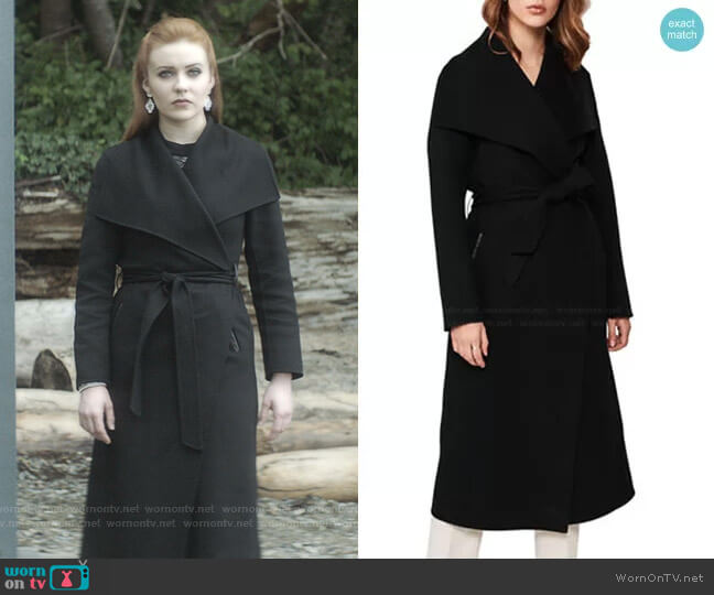 Belted Light Wool Coat by Mackage worn by Nancy Drew (Kennedy McMann) on Nancy Drew