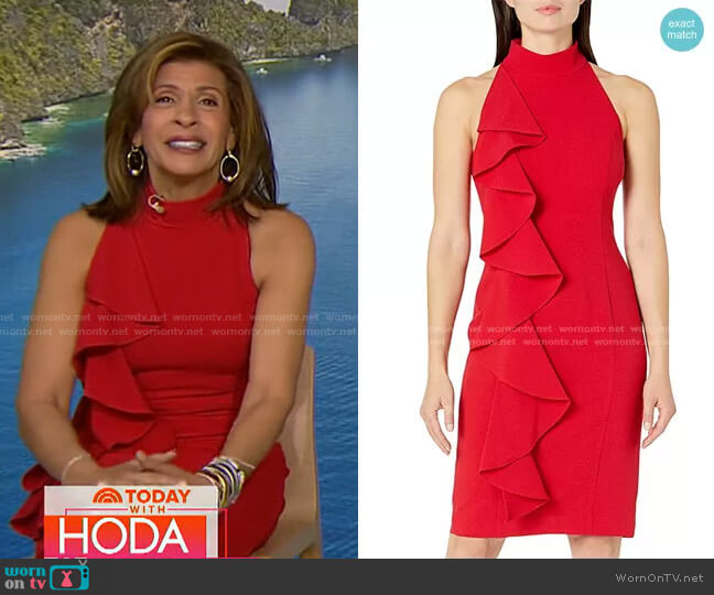 Bodycon Halter Dress with Ruffle Detail by Eliza J worn by Hoda Kotb on Today