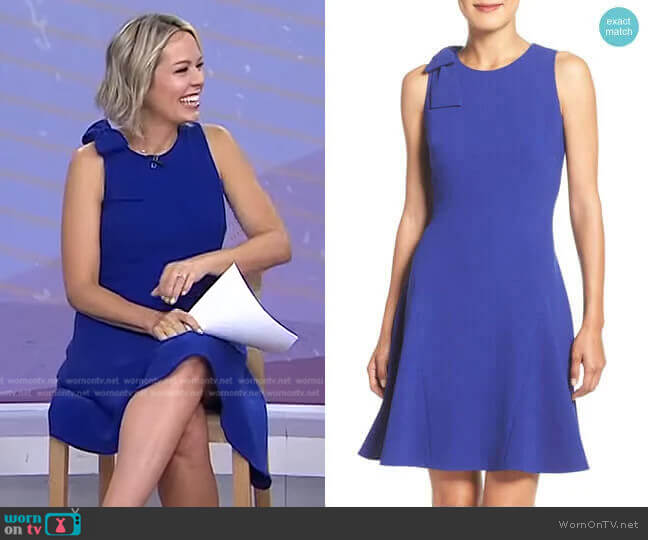 Bow Shoulder Crepe Fit & Flare Dress by Eliza J worn by Dylan Dreyer on Today