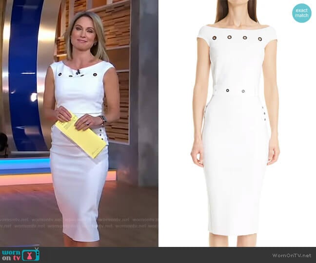 Fran Grommet Detail Cocktail Dress by Chiara Boni La Petite Robe worn by Amy Robach on Good Morning America