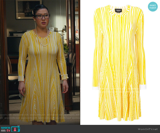 Stripe Knit Dress by Calvin Klein worn by Sherri Kansky (Ruthie Ann Miles) on All Rise