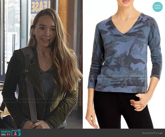 Camouflage Sweater by ATM Anthony Thomas Melillo worn by Angelina Meyer (Holly Taylor ) on Manifest