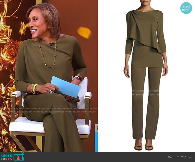 WornOnTV: Robin’s green draped top and pants on Good Morning America ...