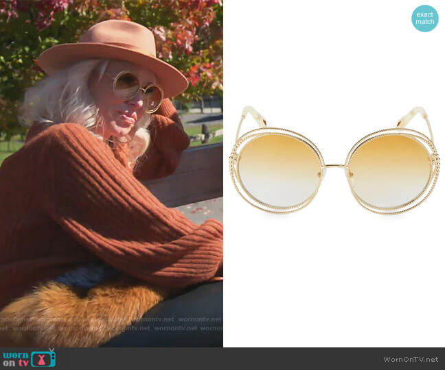 Carlina Chain 58MM Round Sunglasses by Chloe worn by Margaret Josephs on The Real Housewives of New Jersey