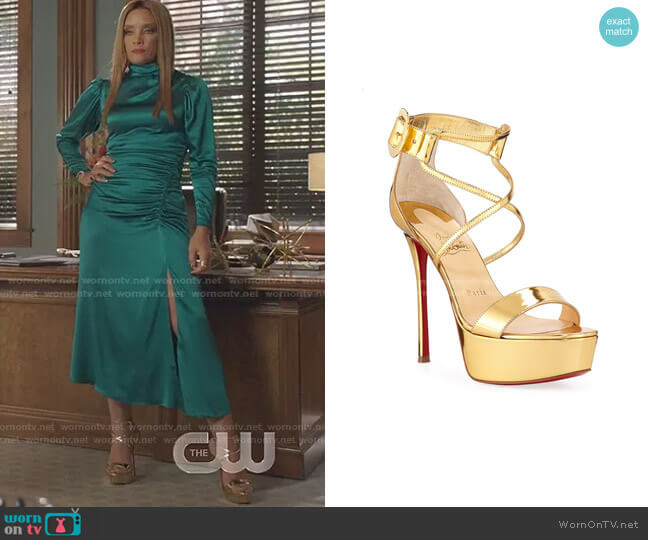 Choca Specchio Red Sole Sandals by Christian Louboutin worn by Dominique Deveraux (Michael Michele) on Dynasty