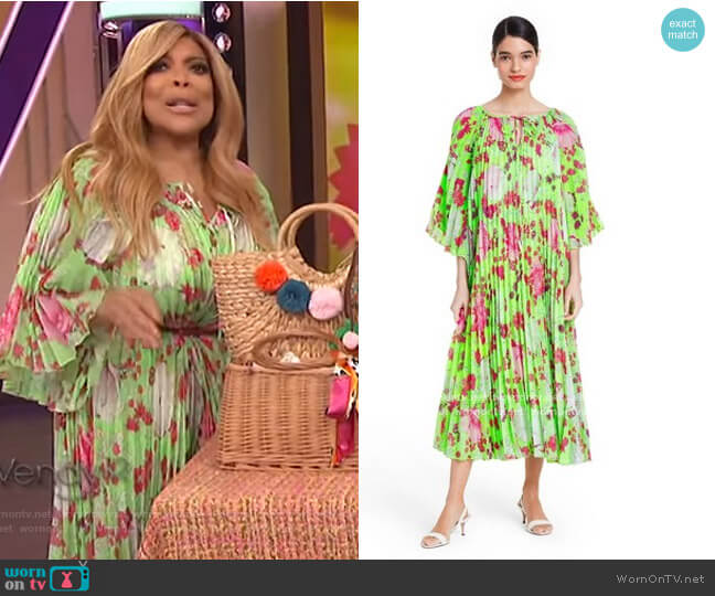 Floral Pleated Dress by Christopher John Rogers for Target worn by Wendy Williams on The Wendy Williams Show