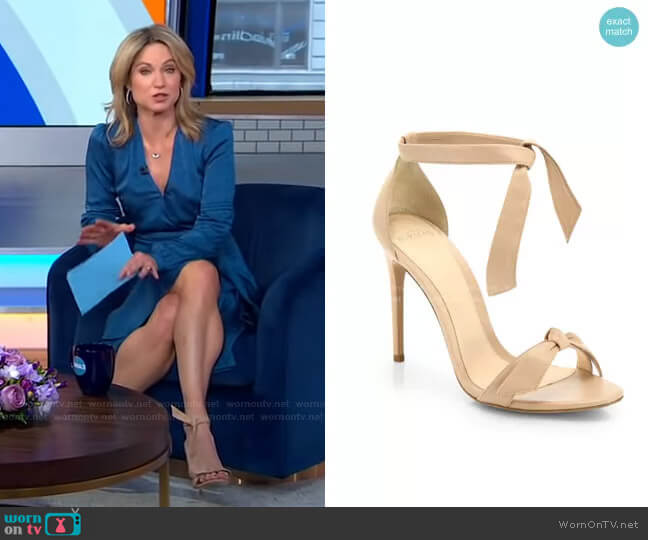 Clarita Bow Leather Sandals by Alexandre Birman worn by Amy Robach on Good Morning America