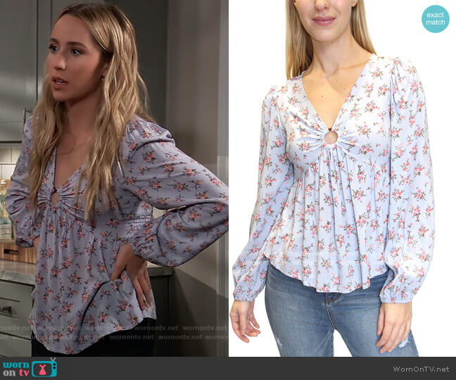 Floral-Print Babydoll Top by Crave Fame worn by Josslyn Jacks (Eden McCoy) on General Hospital