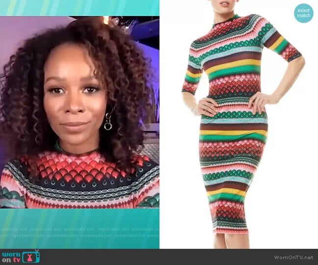 Delora Dress in Boho Geo by Alice + Olivia worn by Zuri Hall on Access Hollywood