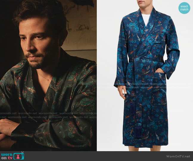 Tasseled Belt Robe by Derek Rose worn by Sam Flores (Rafael de la Fuente) on Dynasty