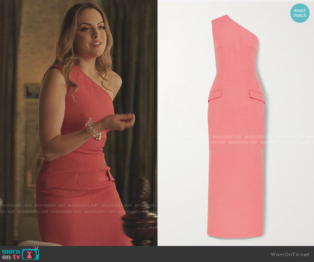 Milena One-Shoulder Dress by Emilia Wickstead worn by Fallon Carrington (Elizabeth Gillies) on Dynasty