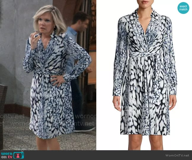 Elie Tahari Saxon Printed Shirt Dress worn by Ava Jerome (Maura West) on General Hospital