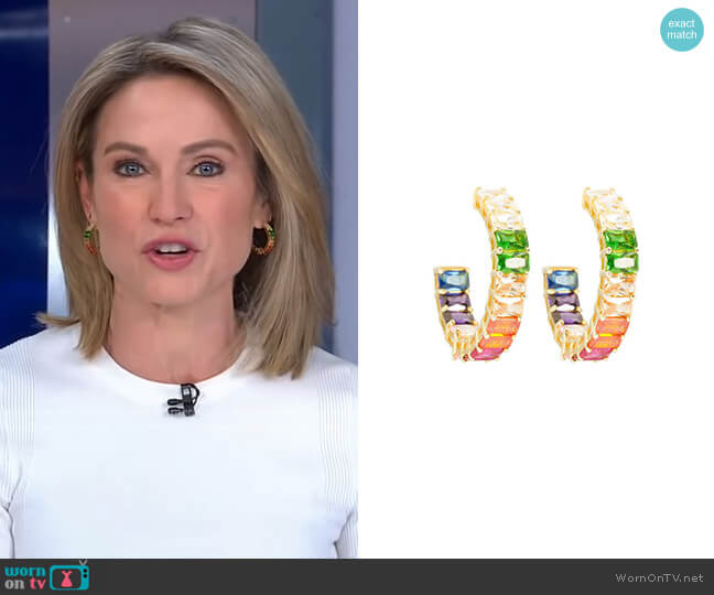 Emerald Rainbow Hoops by Ragen  worn by Amy Robach on Good Morning America