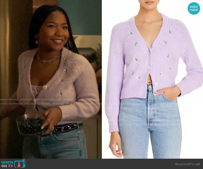 English Factory Embroidered Knit Cardigan worn by Delilah (Laya DeLeon Hayes) on The Equalizer