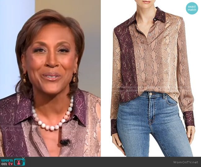 Yvonet Python-Print Blouse by Equipment worn by Robin Roberts on Good Morning America