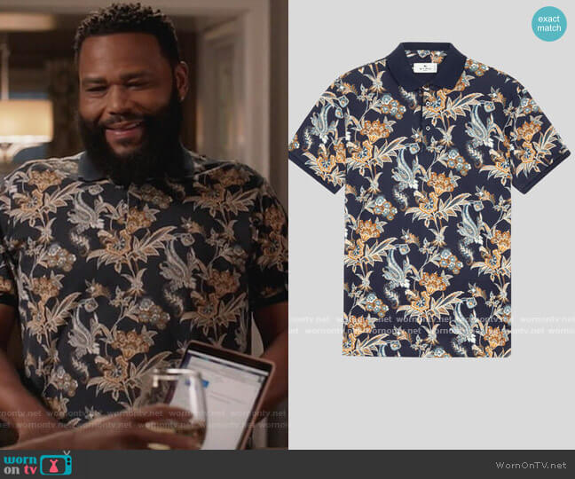 Floral Print Cotton Polo Shirt by Etro worn by Andre Johnson (Anthony Anderson) on Blackish