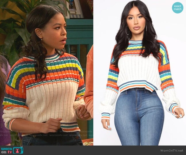 Can't Wait To See You Sweater by Fashion Nova worn by Nia Baxter (Navia Robinson) on Ravens Home