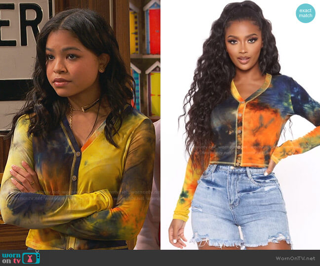 WornOnTV: Nia’s tie dye button up top on Ravens Home | Navia Robinson ...