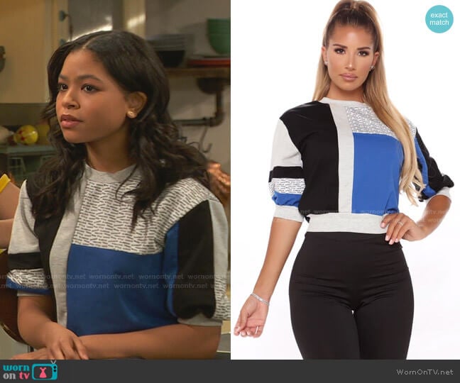 This Is Fashion Color Block Cropped Top by Fashion Nova worn by Nia Baxter (Navia Robinson) on Ravens Home