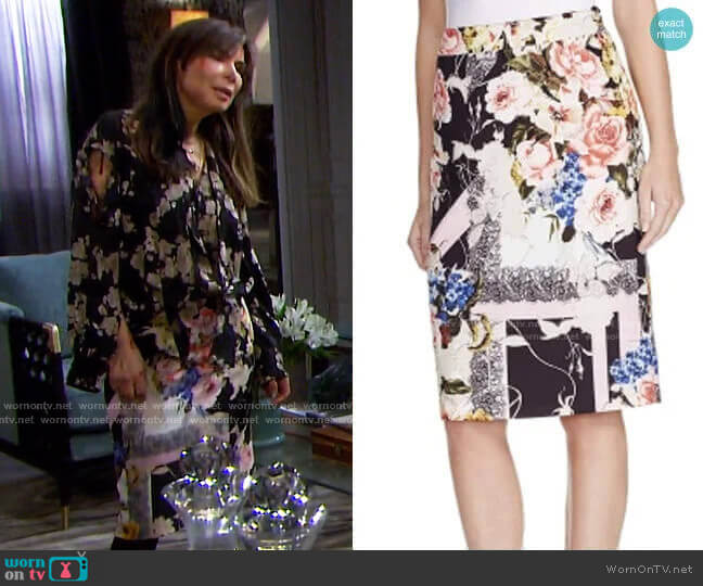 Floral Print Pencil Skirt by Basler  worn by Kate Roberts (Lauren Koslow) on Days of our Lives