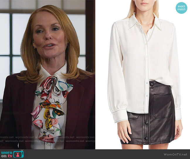 WornOnTV: Lisa’s white contrasting stitch blouse on All Rise | Marg ...