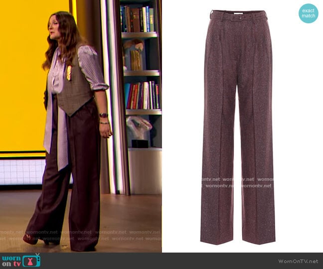 Vargas high-rise straight pants by Gabriela Hearst worn by Drew Barrymore on The Drew Barrymore Show