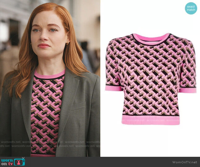 Geometric Pattern Jumper by Diane Von Furstenberg worn by Zoey Clarke (Jane Levy) on Zoeys Extraordinary Playlist