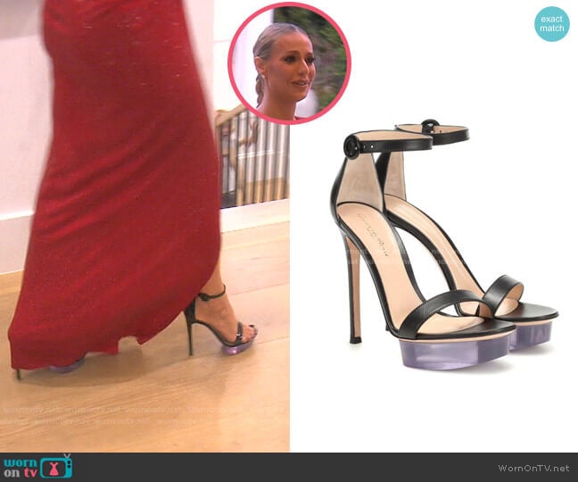 Clear Platform Ankle Strap Sandal by Gianvito Rossi worn by Dorit Kemsley on The Real Housewives of Beverly Hills