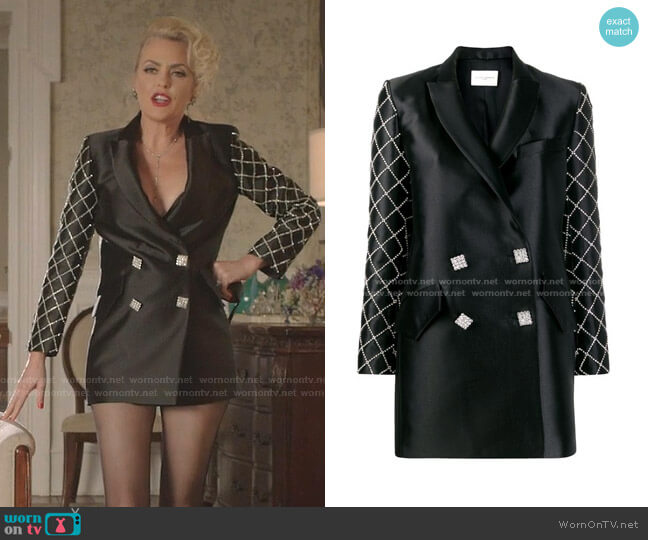 Crystal Embellished Blazer Dress by Giuseppe Di Morabito worn by Alexis Carrington (Elaine Hendrix) on Dynasty