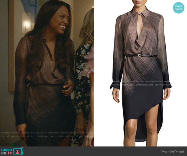 Long-Sleeve Belted Ombre Dress by Halston Heritage worn by Danny James (Jaime Lee Kirchner) on Bull