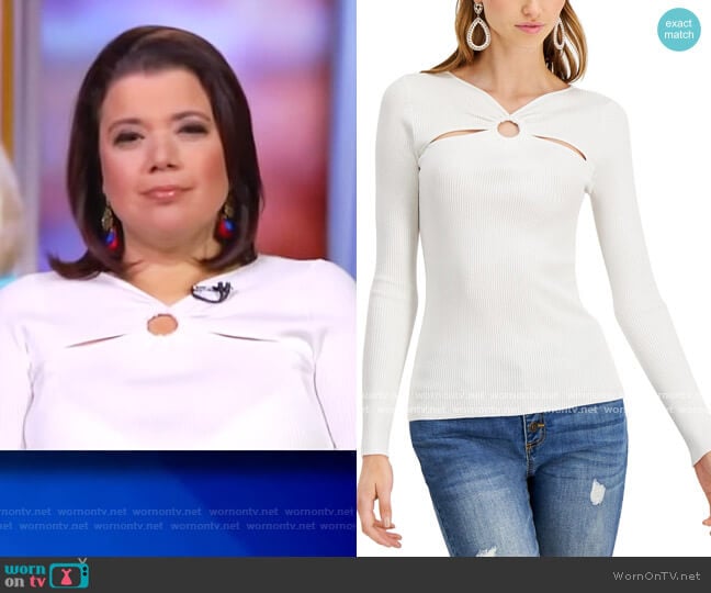 O-Ring Cutout Ribbed Sweater by INC International Concepts worn by Ana Navarro on The View