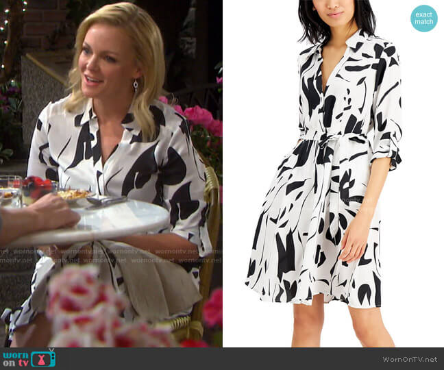 Printed Shirtdress by INC International Concepts worn by Belle Brady (Martha Madison) on Days of our Lives